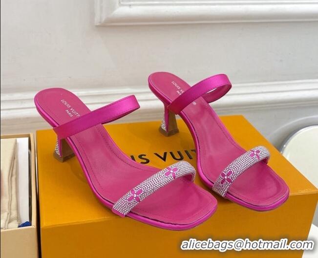 Purchase Louis Vuitton Sparkle Heel Slide Sandals 6.5cm in Satin Dark Pink 0427074