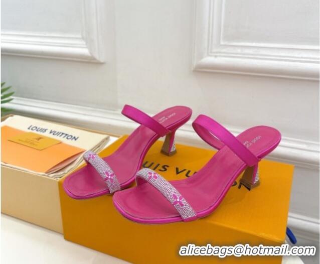 Purchase Louis Vuitton Sparkle Heel Slide Sandals 6.5cm in Satin Dark Pink 0427074