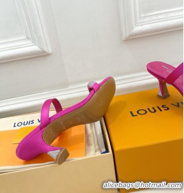 Purchase Louis Vuitton Sparkle Heel Slide Sandals 6.5cm in Satin Dark Pink 0427074