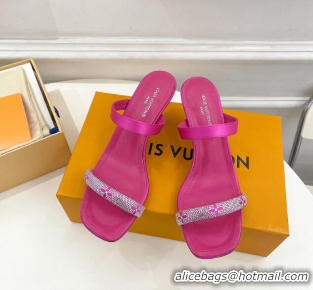 Purchase Louis Vuitton Sparkle Heel Slide Sandals 6.5cm in Satin Dark Pink 0427074