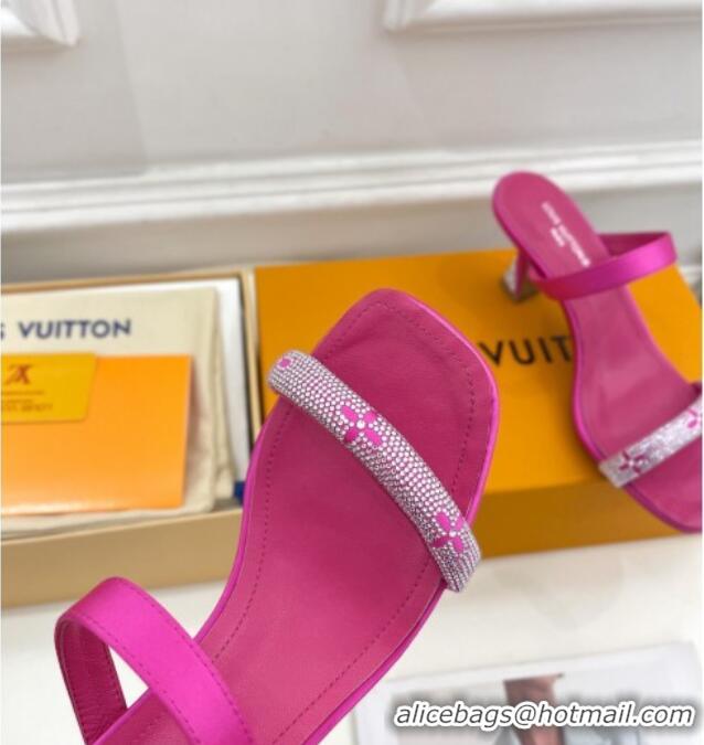 Purchase Louis Vuitton Sparkle Heel Slide Sandals 6.5cm in Satin Dark Pink 0427074