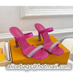 Best Product Louis Vuitton Sparkle Heel Slide Sandals 9.5cm in Satin Dark Pink 427078