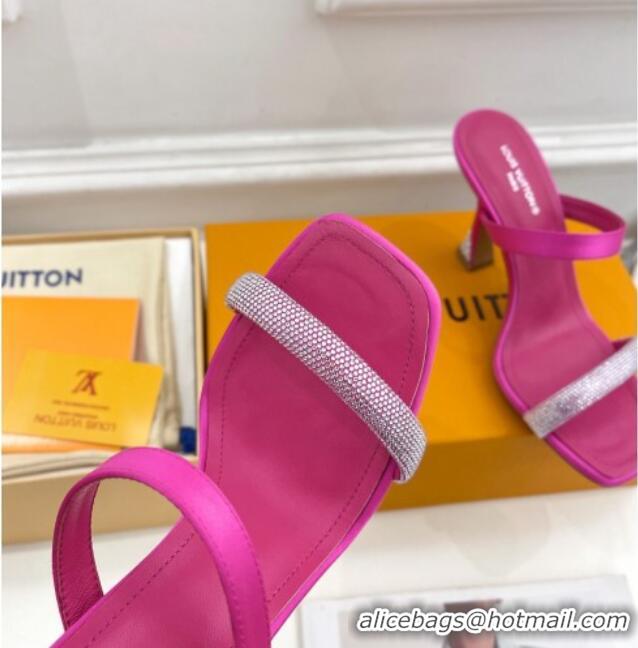 Best Product Louis Vuitton Sparkle Heel Slide Sandals 9.5cm in Satin Dark Pink 427078