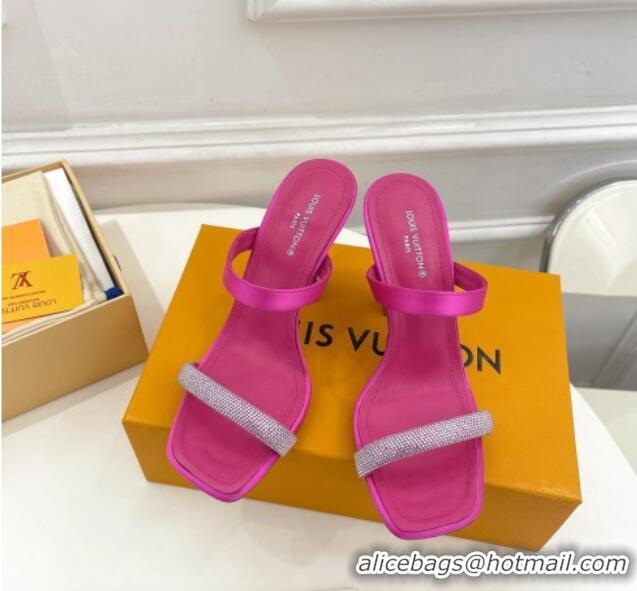 Best Product Louis Vuitton Sparkle Heel Slide Sandals 9.5cm in Satin Dark Pink 427078