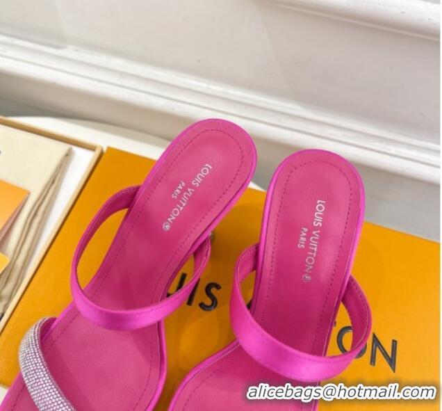 Best Product Louis Vuitton Sparkle Heel Slide Sandals 9.5cm in Satin Dark Pink 427078