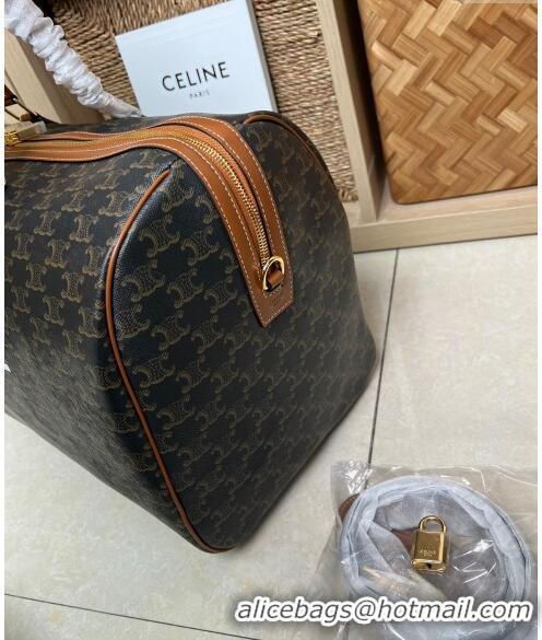 Trendy Design Celine Luggage Travel Bag in Triomphe Canvas and Calfskin C31764 Brown 2023