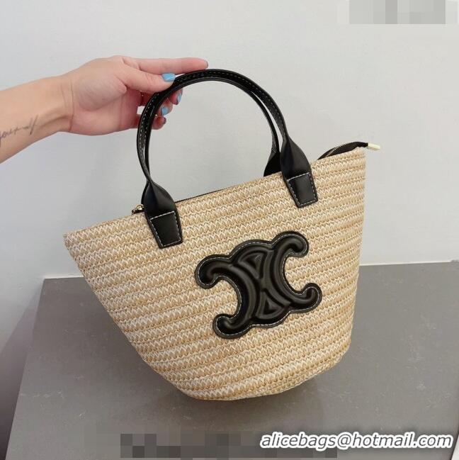 Buy Fashionable Celine Raffia Basket Bag 0407 Beige/Black 2023