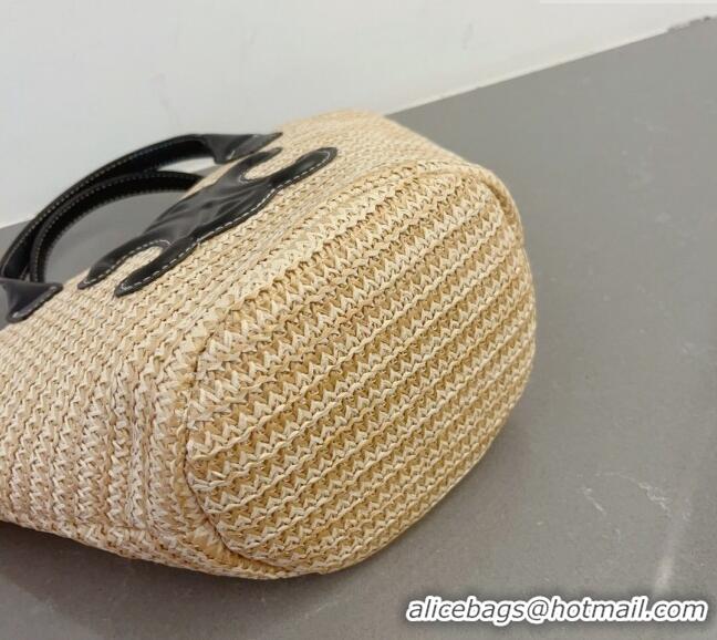 Buy Fashionable Celine Raffia Basket Bag 0407 Beige/Black 2023