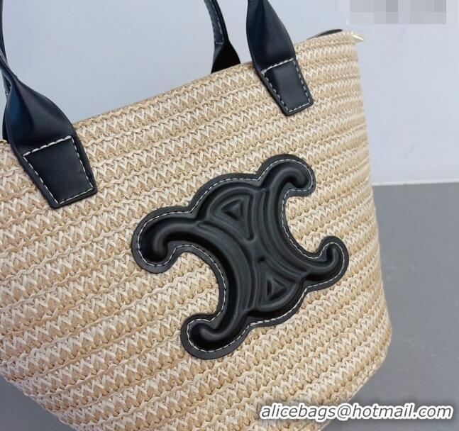 Buy Fashionable Celine Raffia Basket Bag 0407 Beige/Black 2023