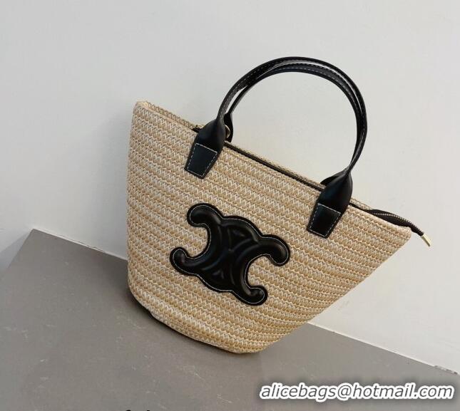 Buy Fashionable Celine Raffia Basket Bag 0407 Beige/Black 2023