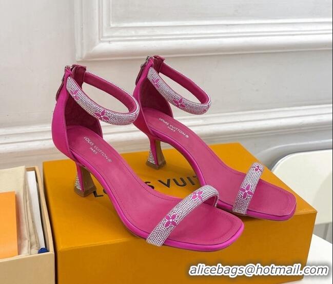 Best Price Louis Vuitton Sparkle Crystal Strap Medium Heel Sandals 6.5cm Dark Pink 0427082