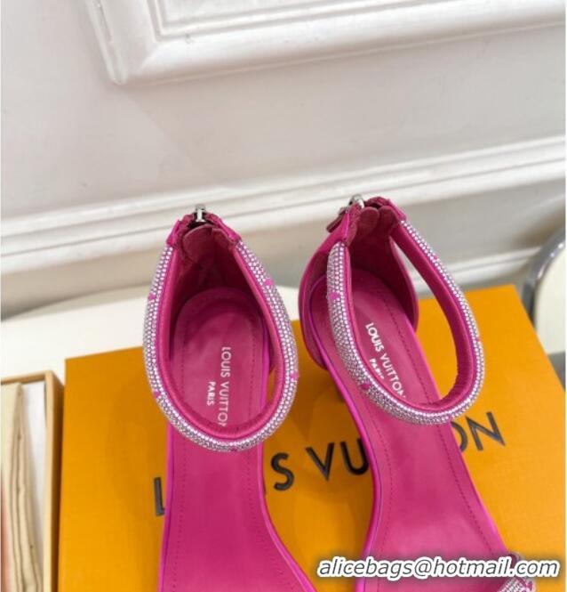 Best Price Louis Vuitton Sparkle Crystal Strap Medium Heel Sandals 6.5cm Dark Pink 0427082