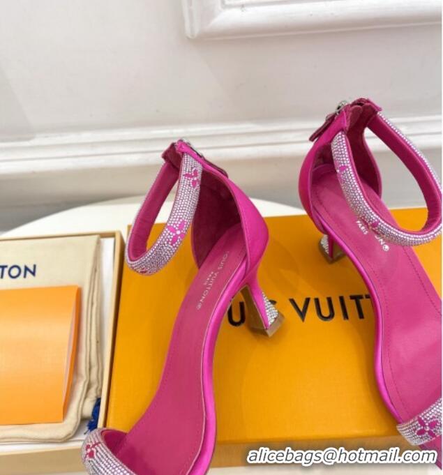 Best Price Louis Vuitton Sparkle Crystal Strap Medium Heel Sandals 6.5cm Dark Pink 0427082