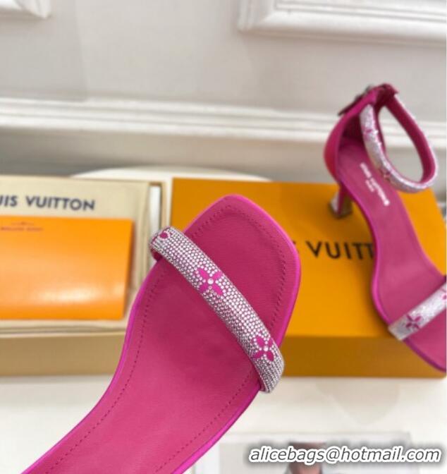 Best Price Louis Vuitton Sparkle Crystal Strap Medium Heel Sandals 6.5cm Dark Pink 0427082