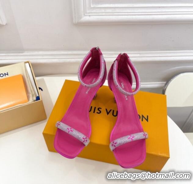 Best Price Louis Vuitton Sparkle Crystal Strap Medium Heel Sandals 6.5cm Dark Pink 0427082