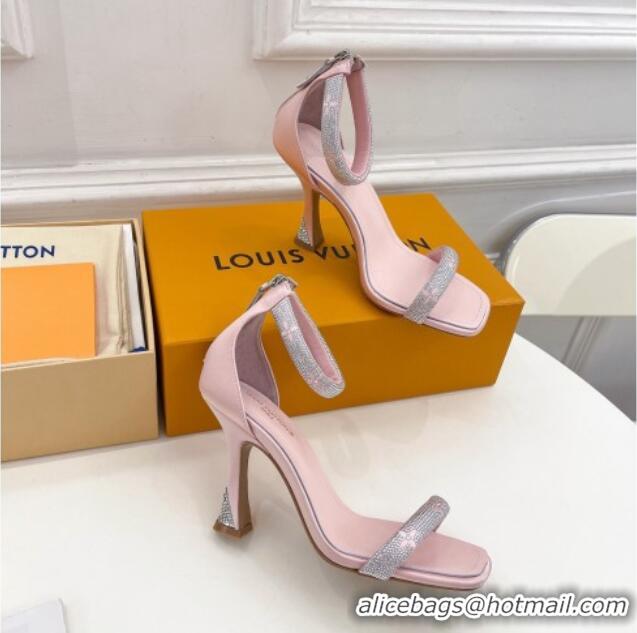 Stylish Louis Vuitton Sparkle Crystal Strap High Heel Sandals 9.5cm Light Pink 0427084