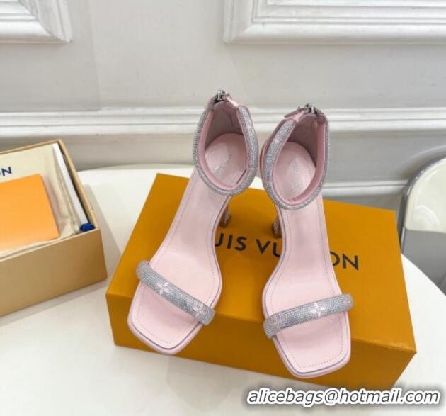 Stylish Louis Vuitton Sparkle Crystal Strap High Heel Sandals 9.5cm Light Pink 0427084