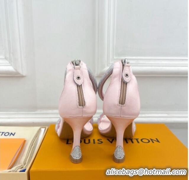 Stylish Louis Vuitton Sparkle Crystal Strap High Heel Sandals 9.5cm Light Pink 0427084