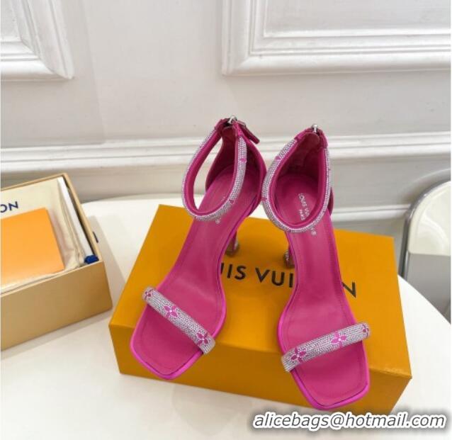 Unique Style Louis Vuitton Sparkle Crystal Strap High Heel Sandals 9.5cm Dark Pink 0427085