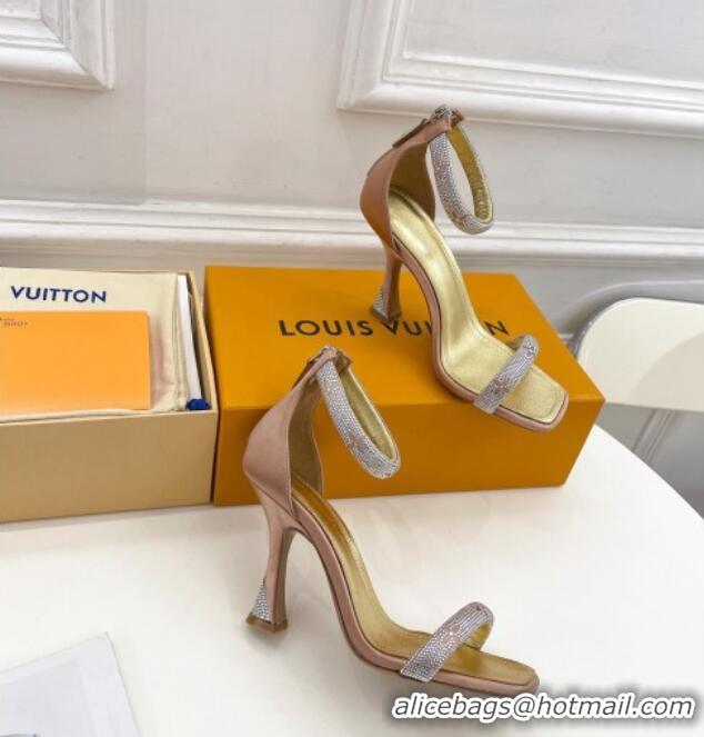 Good Looking Louis Vuitton Sparkle Crystal Strap High Heel Sandals 9.5cm Brown 0427086