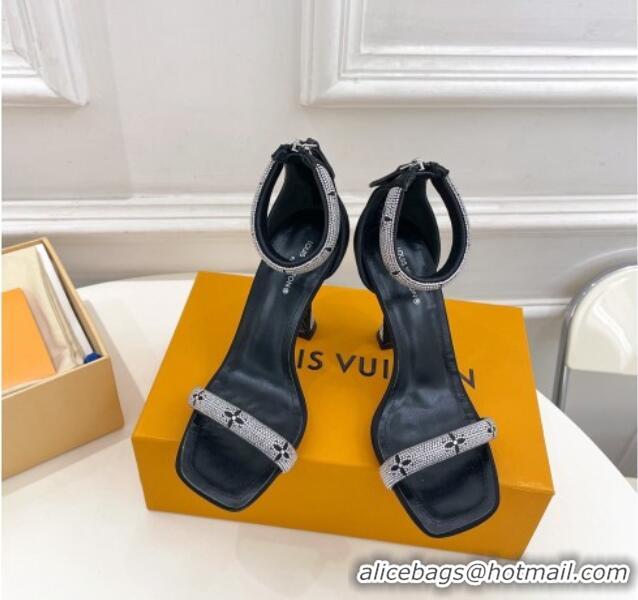 Grade Quality Louis Vuitton Sparkle Crystal Strap High Heel Sandals 9.5cm Black 0427087