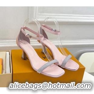 Top Design Louis Vuitton Sparkle Medium Heel Sandals 6.5cm in Satin Light Pink 427088