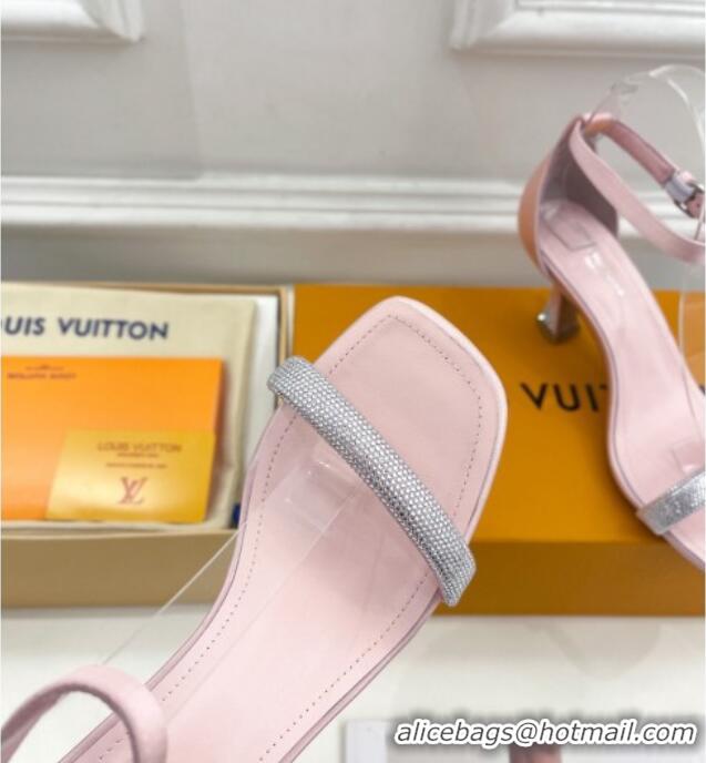 Top Design Louis Vuitton Sparkle Medium Heel Sandals 6.5cm in Satin Light Pink 427088