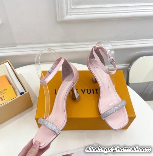 Top Design Louis Vuitton Sparkle Medium Heel Sandals 6.5cm in Satin Light Pink 427088