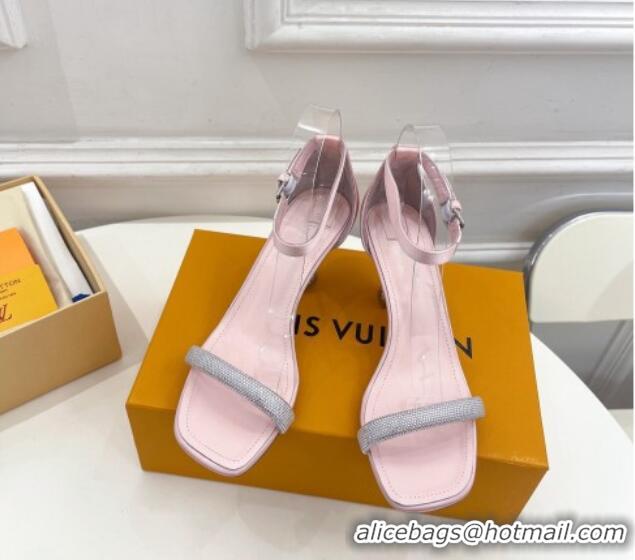 Top Design Louis Vuitton Sparkle Medium Heel Sandals 6.5cm in Satin Light Pink 427088