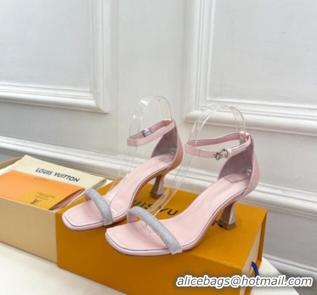 Top Design Louis Vuitton Sparkle Medium Heel Sandals 6.5cm in Satin Light Pink 427088