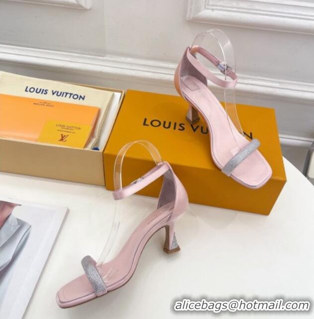 Top Design Louis Vuitton Sparkle Medium Heel Sandals 6.5cm in Satin Light Pink 427088