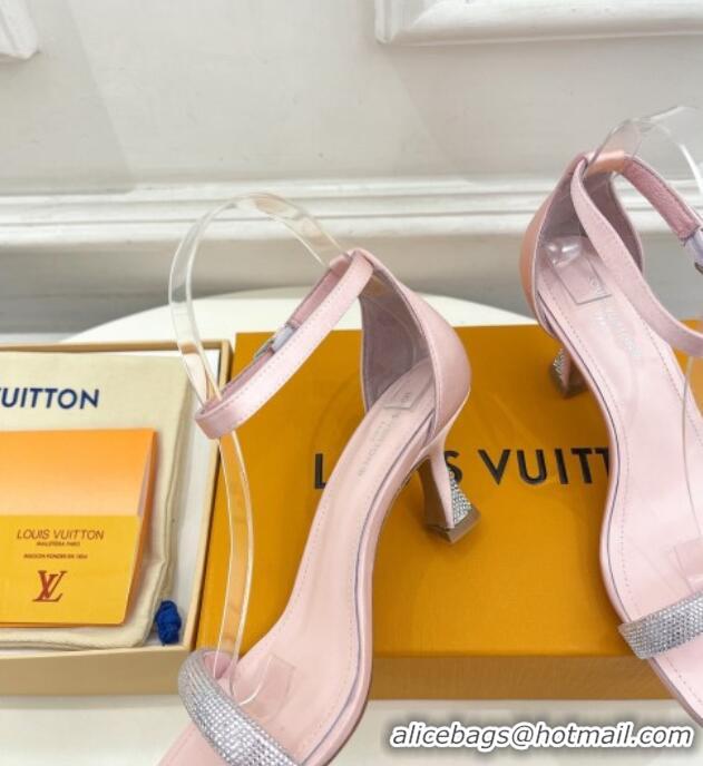 Top Design Louis Vuitton Sparkle Medium Heel Sandals 6.5cm in Satin Light Pink 427088