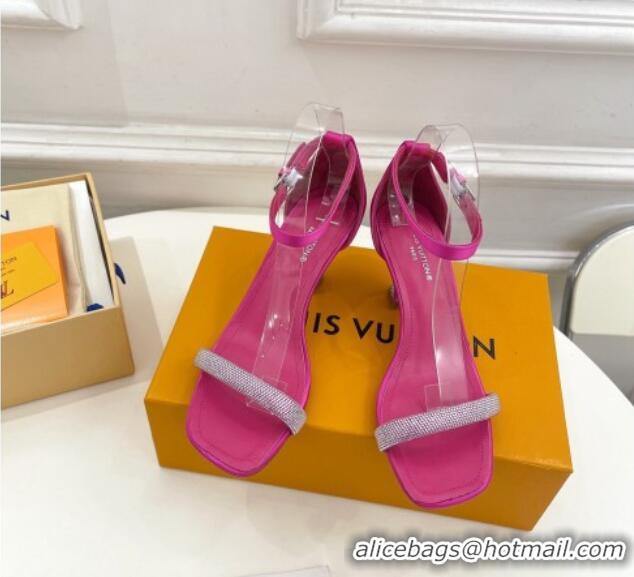 Top Grade Louis Vuitton Sparkle Medium Heel Sandals 6.5cm in Satin Dark Pink 0427090