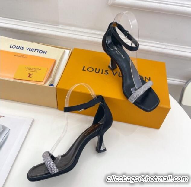 Best Price Louis Vuitton Sparkle Medium Heel Sandals 6.5cm in Satin Black 0427091