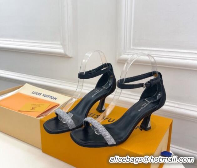 Best Price Louis Vuitton Sparkle Medium Heel Sandals 6.5cm in Satin Black 0427091