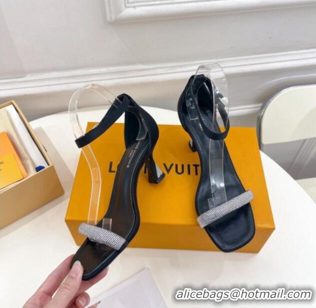 Best Price Louis Vuitton Sparkle Medium Heel Sandals 6.5cm in Satin Black 0427091