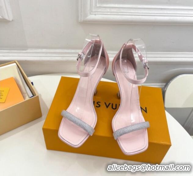 Sumptuous Louis Vuitton Sparkle High Heel Sandals 9.5cm in Satin Light Pink 427092