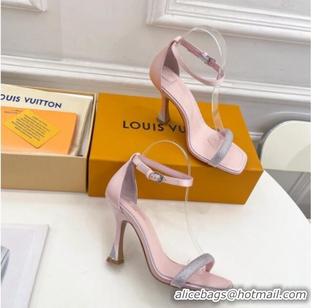 Sumptuous Louis Vuitton Sparkle High Heel Sandals 9.5cm in Satin Light Pink 427092