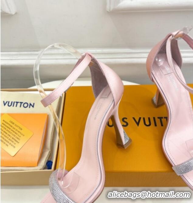 Sumptuous Louis Vuitton Sparkle High Heel Sandals 9.5cm in Satin Light Pink 427092