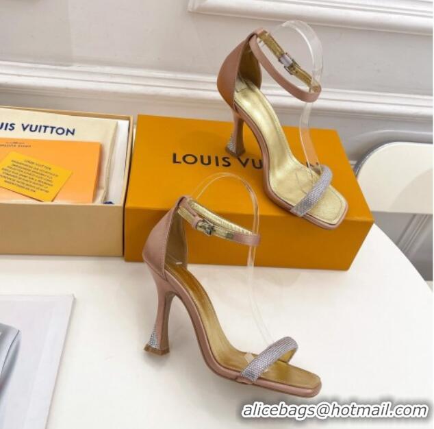 Good Quality Louis Vuitton Sparkle High Heel Sandals 9.5cm in Satin Brown 0427093