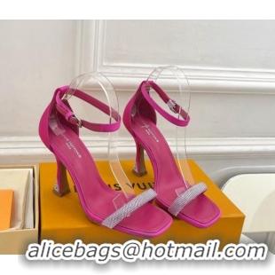 Purchase Louis Vuitton Sparkle High Heel Sandals 9.5cm in Satin Dark Pink 0427094