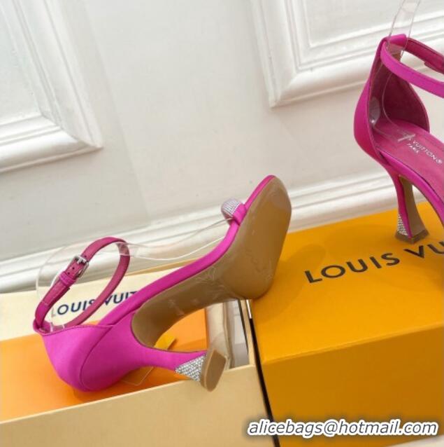 Purchase Louis Vuitton Sparkle High Heel Sandals 9.5cm in Satin Dark Pink 0427094