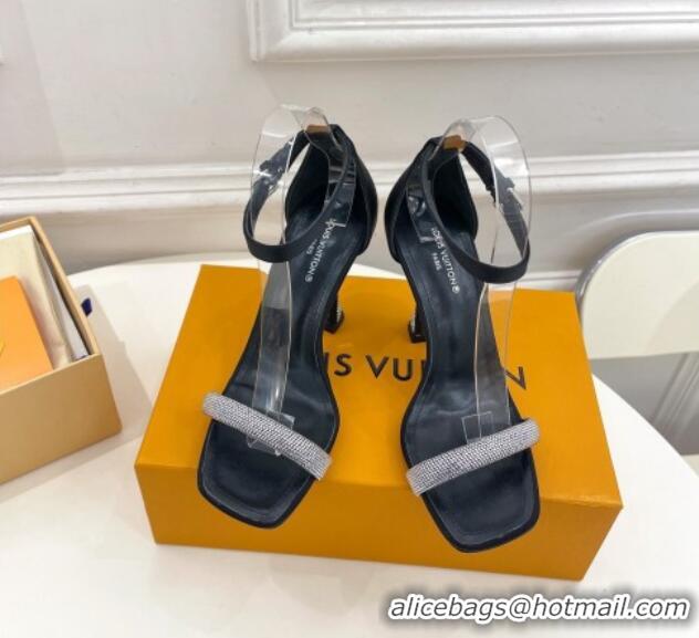 Grade Quality Louis Vuitton Sparkle High Heel Sandals 9.5cm in Satin Black 427095