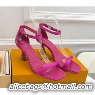 Classic Hot Louis Vuitton Sparkle Medium Heel Satin Sandals 6.5cm with Signature Dark Pink 0427098