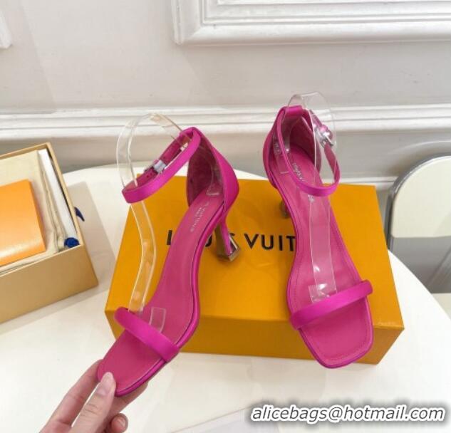 Classic Hot Louis Vuitton Sparkle Medium Heel Satin Sandals 6.5cm with Signature Dark Pink 0427098