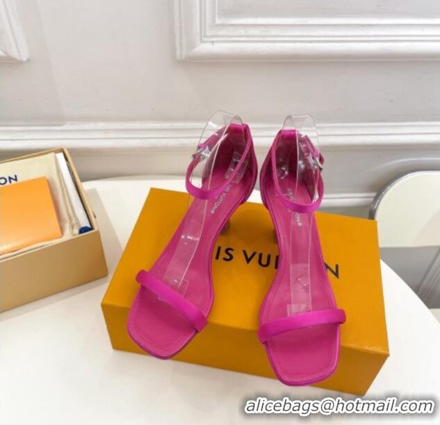 Classic Hot Louis Vuitton Sparkle Medium Heel Satin Sandals 6.5cm with Signature Dark Pink 0427098