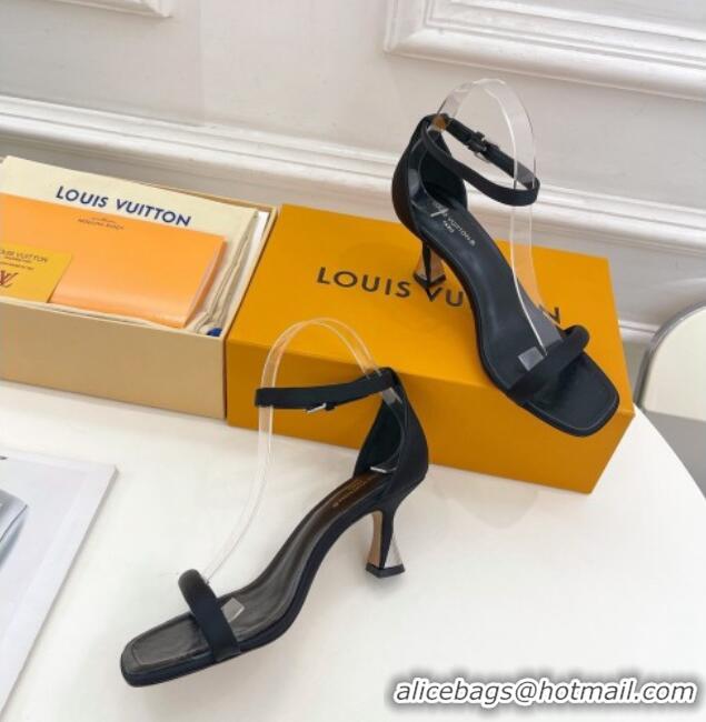 Discount Fashion Louis Vuitton Sparkle Medium Heel Satin Sandals 6.5cm with Signature Black 427099