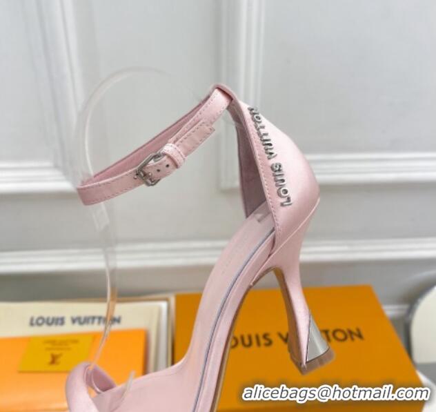 Top Design Louis Vuitton Sparkle High Heel Satin Sandals 9.5cm with Signature Light Pink 0427100