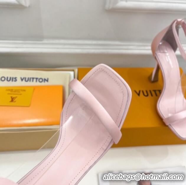 Top Design Louis Vuitton Sparkle High Heel Satin Sandals 9.5cm with Signature Light Pink 0427100