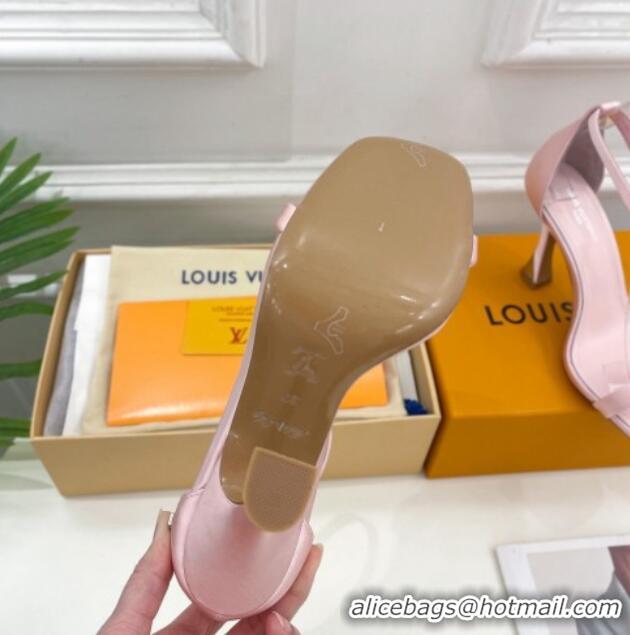 Top Design Louis Vuitton Sparkle High Heel Satin Sandals 9.5cm with Signature Light Pink 0427100